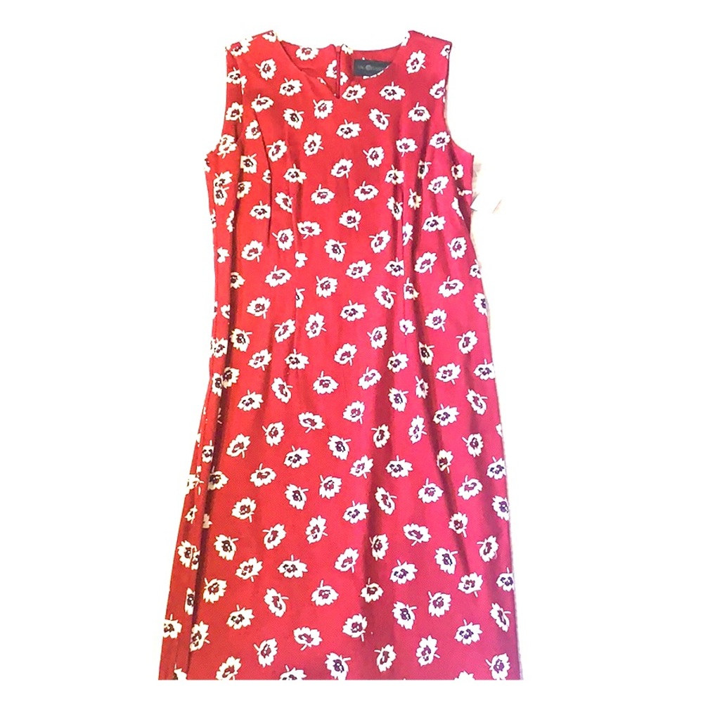 Women’s red with white flowers dress